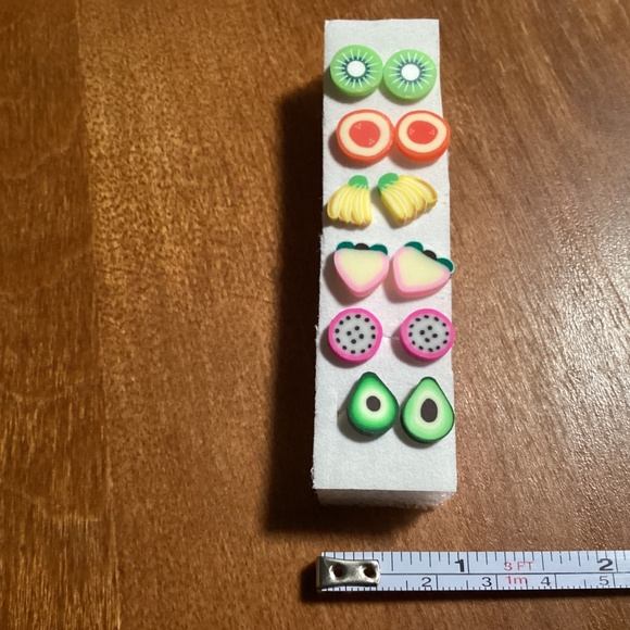 Polymer Clay Sliced Fruit/Fruit Stud Earrings Bundle New  6 pairs - Picture 5 of 8